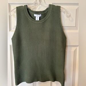 Halston Ribbed Knit Tank – Olive Green – Size L (NWT)